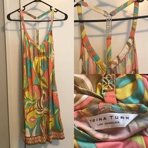 TRINA TURK color dress with racerback detail